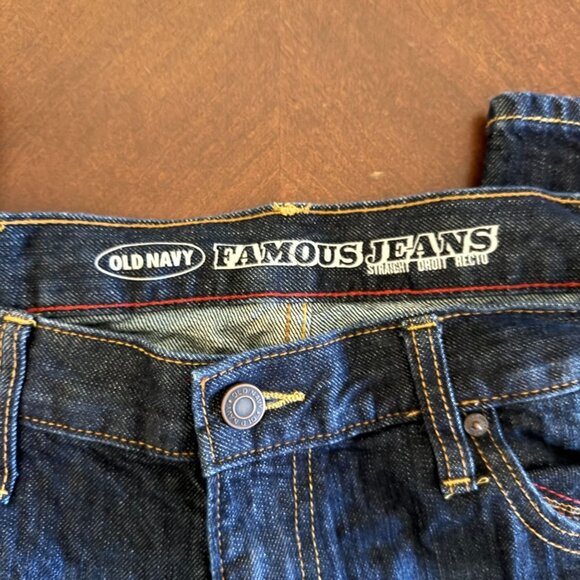Old Navy Famous Jeans Straight Fit Mens Size 36X32 Dark Wash Denim - Picture 4 of 9